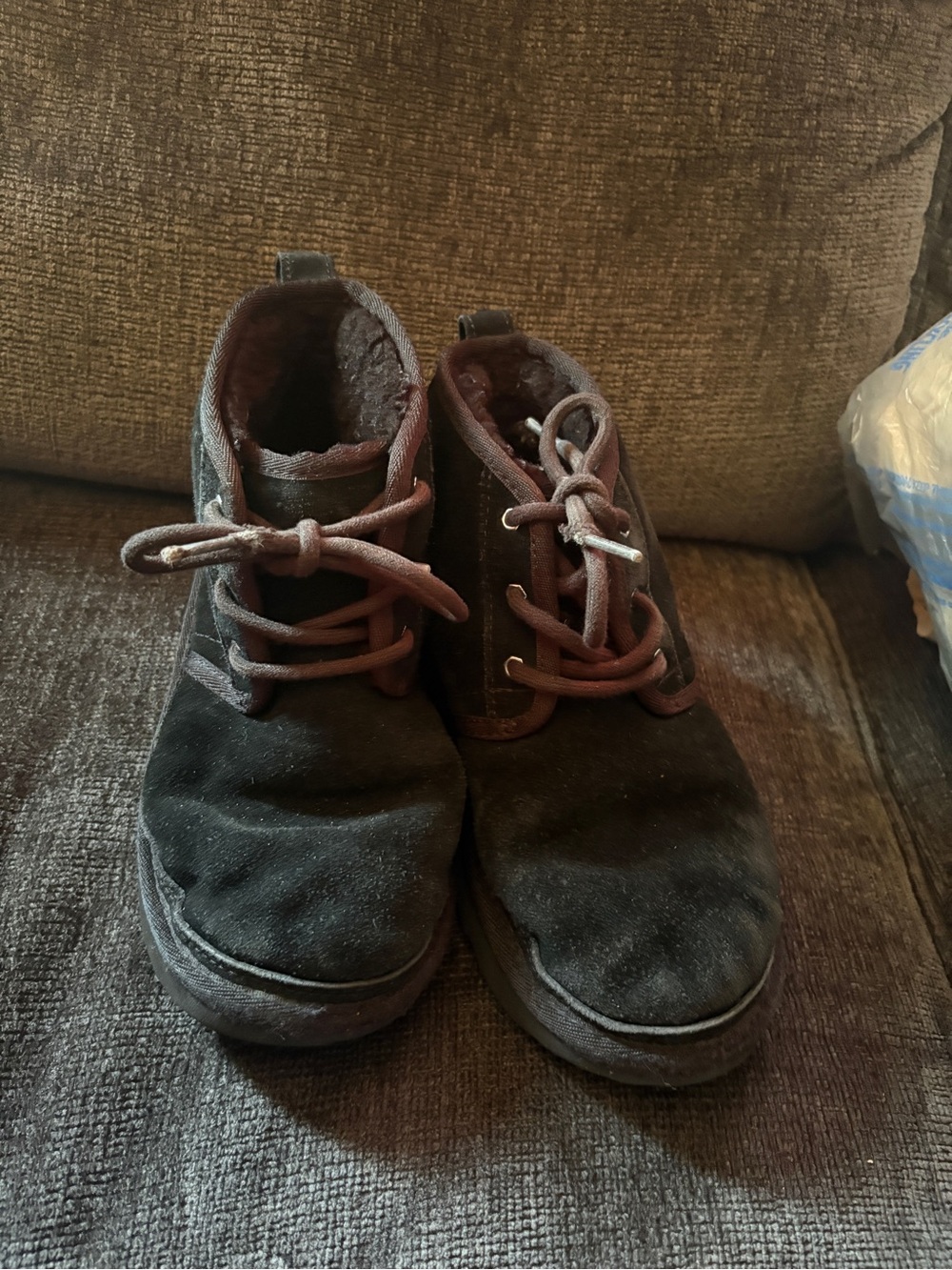 UGG Kids Black Suede Lace-Up Boots